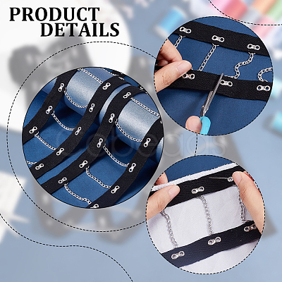 2 Yards Steel Riveted Hook & Eye Tape with Iron Chain FIND-BC0004-51-1