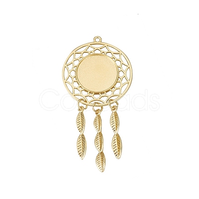 Hollow Alloy Pendants Cabochons Settings PALLOY-TAC0127-02G-1