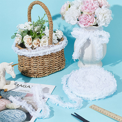 10M Double Layer Polyester Flower Elastic Lace Trim OCOR-DC0001-21A-1