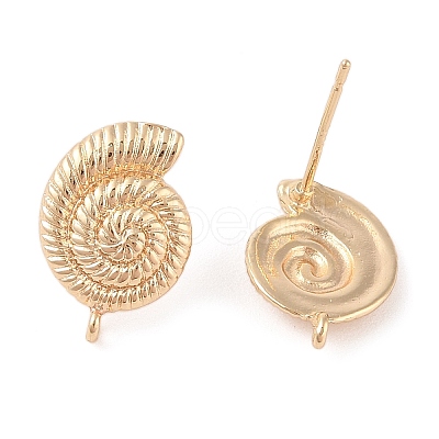 Ocean Style Brass Stud Earring Findings KK-N256-09A-G-1