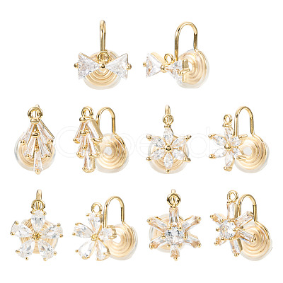 10Pcs 5 Styles Brass Micro Pave Cubic Zirconia Ear Cuff Findings KK-TA0003-23-1