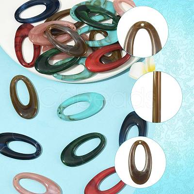 24Pcs 6 Colors Acrylic Pendants OACR-FS0002-64-1
