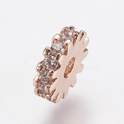 Brass Micro Pave Cubic Zirconia Bead Spacers ZIRC-E143-21RG-1