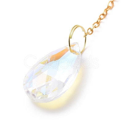 Crystal Chandelier Glass Teardrop Pendant Decorations HJEW-D029-02G-D-1