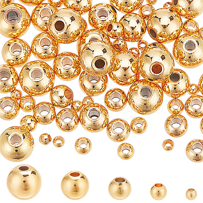 75Pcs 5 Styles Rack Plating Brass Spacer Beads KK-LP0001-07G-1