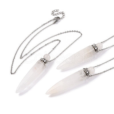Natural Mixed Stone Bullet Shaped Perfume Bottle Pendant Necklaces G-B089-02P-1