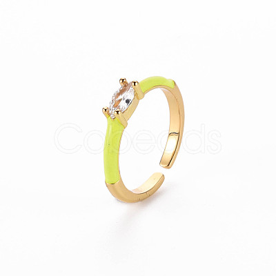 Brass Enamel Cuff Rings RJEW-T016-29J-NF-1