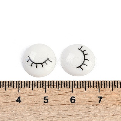 White and Black Flat Round Cartoon Resin Cabochons CRES-Q009-01D-1