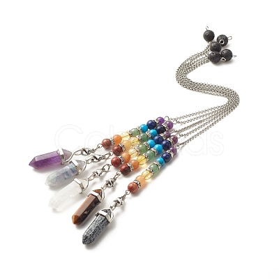 Chakra Theme Gemstone Drowsing Pendulum PALLOY-JF01520-1