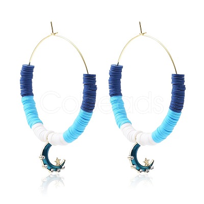 Bohemia Style Colorful Clay Beads Hoop Earrings JF2291-2-1