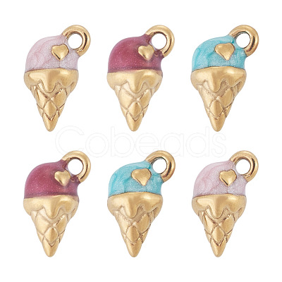 6Pcs 304 Stainless Steel Enamel Charms STAS-TA0006-42-1