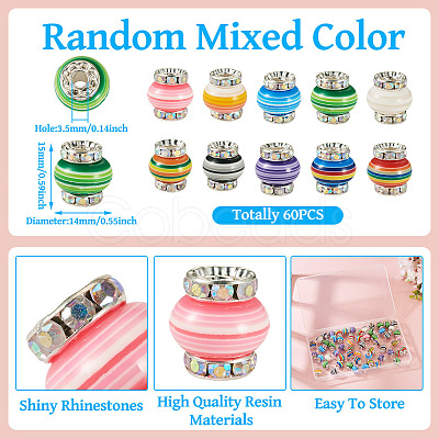 60Pcs Brass Resin Beads KK-TA0002-96-1