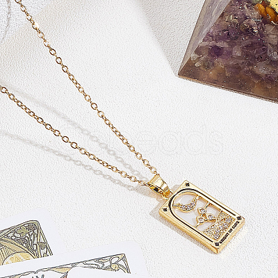 Brass with Cubic Zirconia Pendants Necklaces NJEW-LP0001-45J-G-1