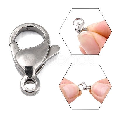 Tarnish Resistant Polished 304 Stainless Steel Lobster Claw Clasps X-STAS-R072-39A-1