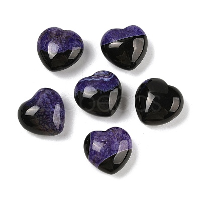 Natural Agate(Dyed & Heated) Heart Palm Stone G-Q021-04H-1