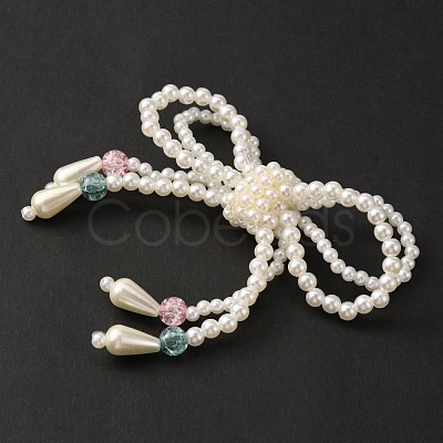 Handmade Imitation Pearl Beaded Bowknot Ornament Accessories DIY-WH0304-369-1