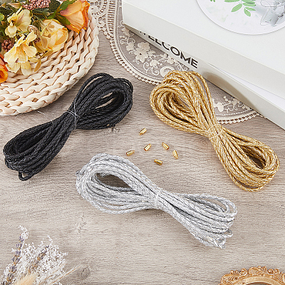 15M 3 Colors Braided Round Soft PU Imitation Leather Cords OCOR-CL0001-11B-1