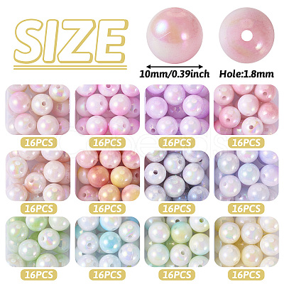 192Pcs 12 Colors Two Tone Opaque Acrylic Beads SACR-TA0001-35-1
