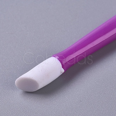 Rubber Nail Cuticle Pusher Plastic Handle MRMJ-WH0059-27-1