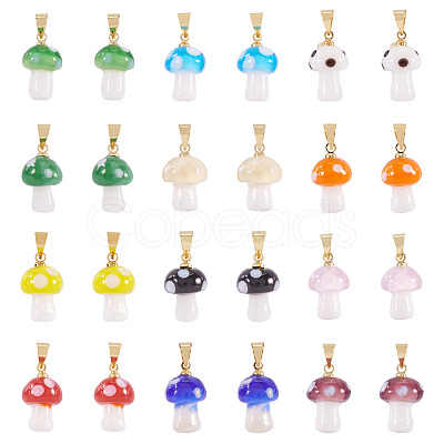24Pcs 12 Colors Handmade Lampwork Pendants LAMP-TA0001-77-1
