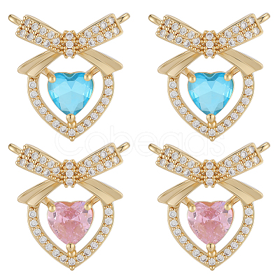 8Pcs 2 Colors Brass Micro Pave Cubic Zirconia Pendants KK-BBC0019-71-1