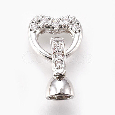 Brass Micro Pave Cubic Zirconia Fold Over Clasps KK-P164-07P-1