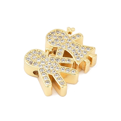 Brass Micro Pave Cubic Zirconia Beads KK-H203-05G-1