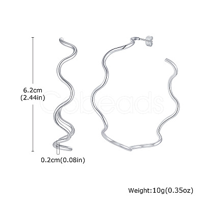 Wavy 304 Stainless Steel Stud Earrings FS-WG2DD65-05-1