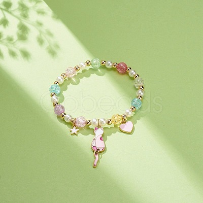 Colorful Alloy Enamel Cute Charms Bracelet BJEW-JB08661-01-1