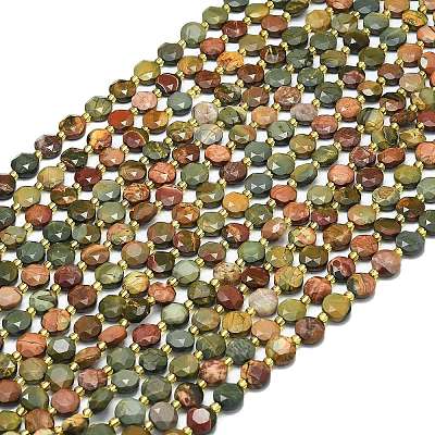 Natural Picasso Stone/Polychrome Jasper Beads Strands G-C116-A84-02-1