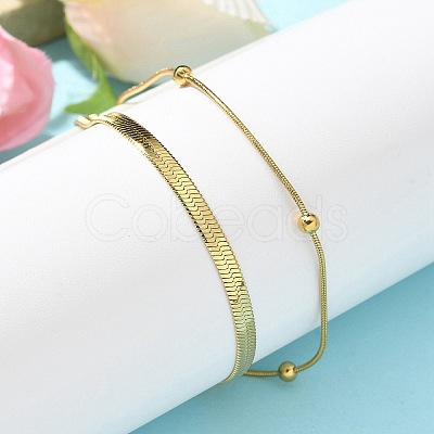 304 Stainless Steel Herringbone Chains & Snake Chain Bracelets LS-BJEW-U019-04G-05-1