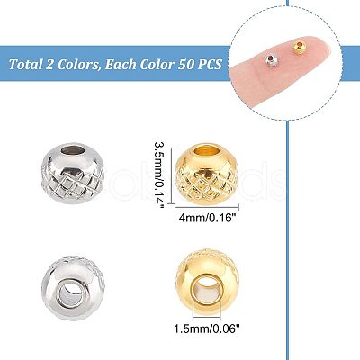 100Pcs 2 Color 304 Stainless Steel Beads STAS-UN0036-81-1