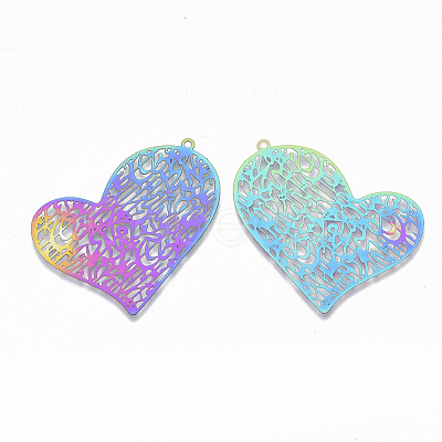 Ion Plating(IP) 201 Stainless Steel Filigree Pendants X-STAS-S108-76-1