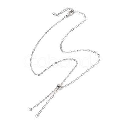 304 Stainless Steel Paperclip Chain Cable Chain Necklace Slider Making AJEW-JB01529-1
