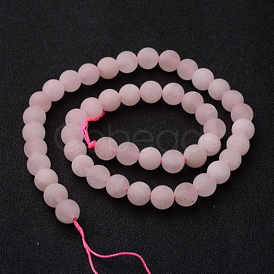 Frosted Round Natural Rose Quartz Bead Strands G-J346-06-8mm-1