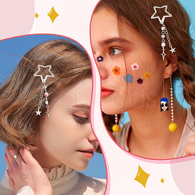 5Pcs 5 Styles Star Alloy Snap Hair Clips PHAR-GO0001-02-1