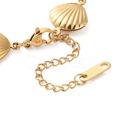 304 Stainless Steel Shell Link Chain Bracelets for Women LS-BJEW-Z076-02G-1
