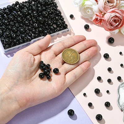 230Pcs 4 Styles Glass Round Bead Strands GLAA-YW0003-74-1