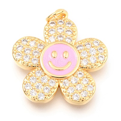 Brass Micro Pave Clear Cubic Zirconia Pendants KK-I683-05E-1