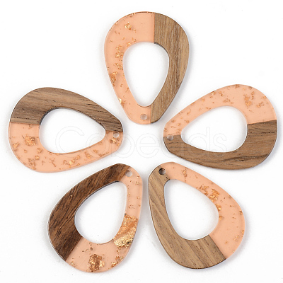 Transparent Resin & Walnut Wood Pendants RESI-S389-026A-B04-1