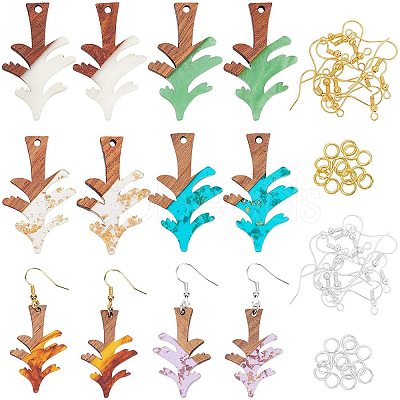 DIY Walnut Wooden Dangle Earring Making Kits DIY-OC0006-64-1