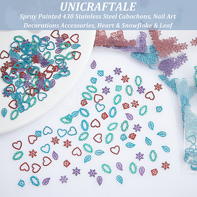 Unicraftale 500Pcs 10 Style Spray Painted 430 Stainless Steel Cabochons MRMJ-UN0001-008-1