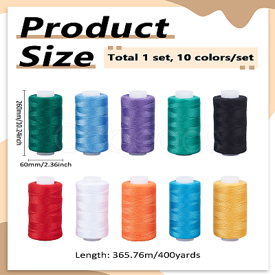 10Pcs 10 Colors Polyester Sewing Thread TOOL-LP0001-38-1