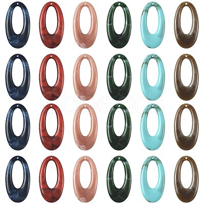 24Pcs 6 Colors Acrylic Pendants OACR-FS0002-64-1