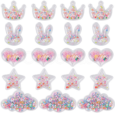 40Pcs 5 Style Quicksand Sequin Plastic Cabochons OHAR-SC0001-10-1
