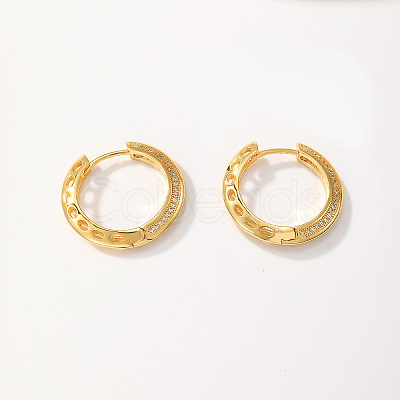 Elegant Stainless Steel Clear Cubic Zirconia Hoop Earrings OV8989-1