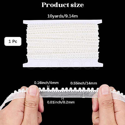 10Yards Polyester & Plastic Pearl Ribbon OCOR-CY0001-78A-1