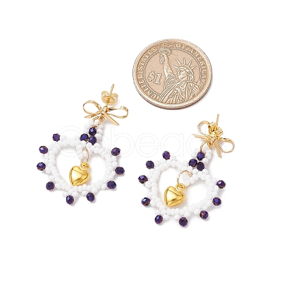 Glass Seed Beads Dangle Stud Earrings EJEW-MZ00396-01-1