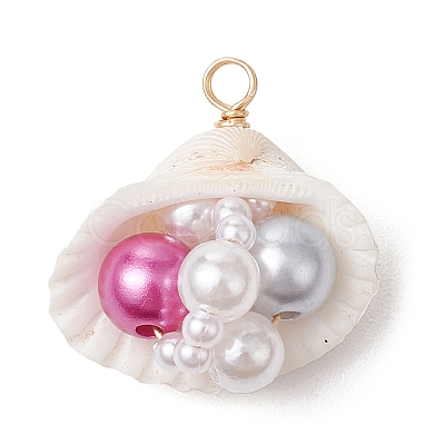 Natural Clam Shell Pendants PALLOY-JF03551-1