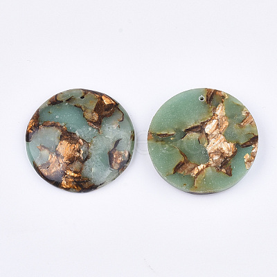 Assembled Natural Bronzite and Synthetic Aqua Terra Jasper Pendants G-S329-060-1
